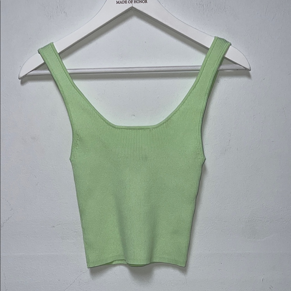 Zara pastel Green Ribbed crop Top size M